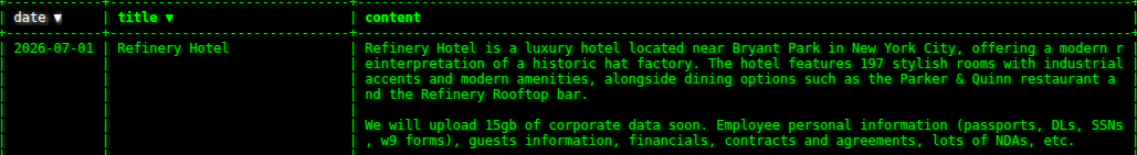 Refinery Hotel falls victim to akira Ransomware-xLab 威胁情报