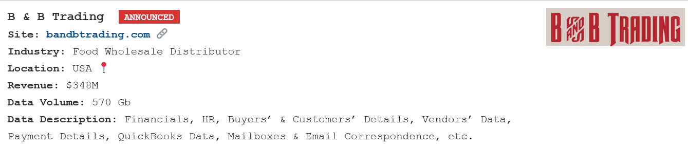 B & B Trading falls victim to PEAR ransomware-xLab 威胁情报