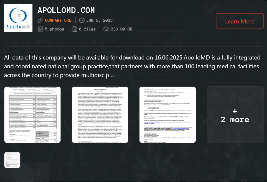 ApolloMD成为Qilin勒索软件的受害者-xLab 威胁情报