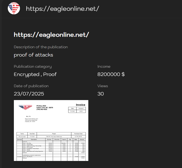INC.Eagle Engineering成为LYNX勒索软件的受害者-xLab 威胁情报