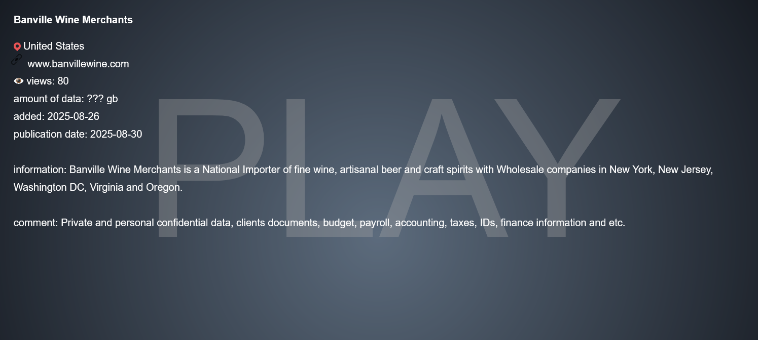 班维尔wine商人成为PLAY勒索软件的受害者-xLab 威胁情报