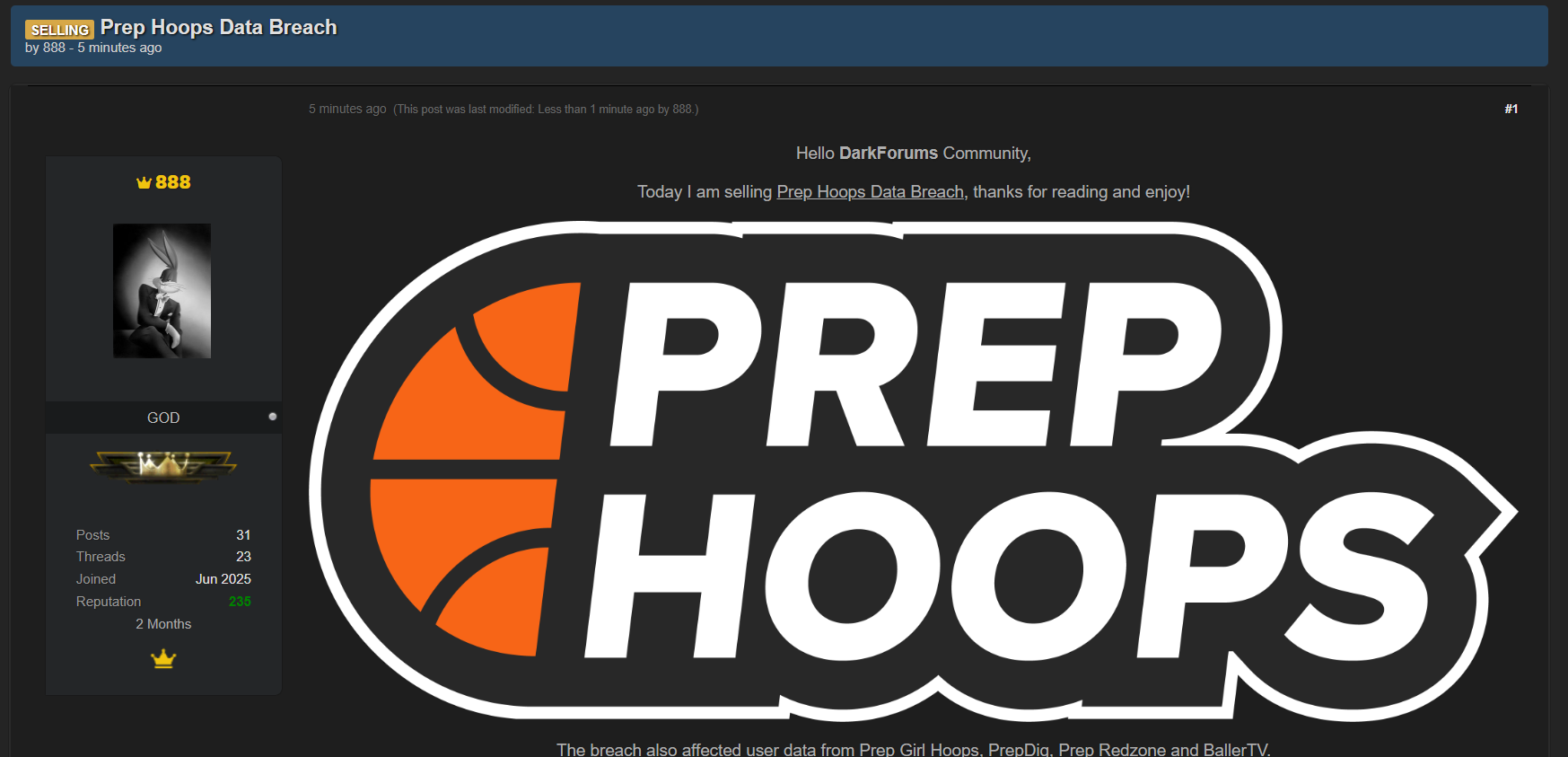 Prep Hoops涉嫌数据外泄-xLab 威胁情报