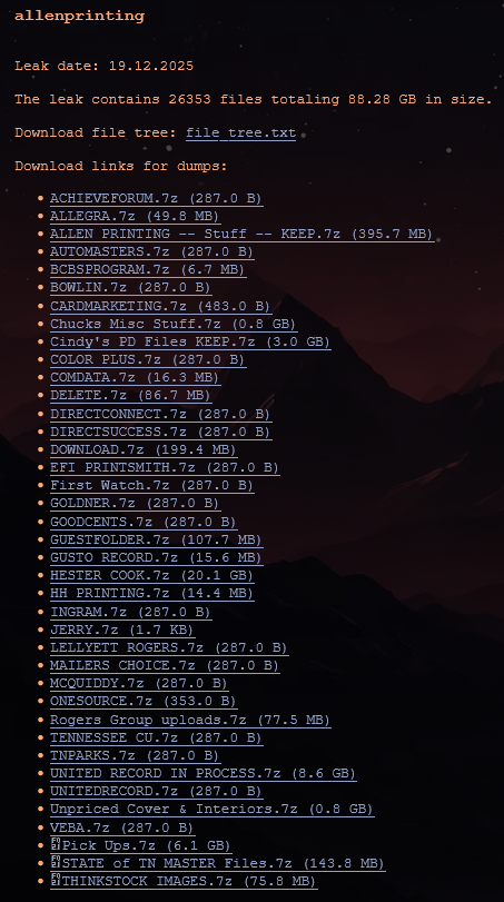 Allen Printing、Inc.将victim降至TridentLocker勒索软件-xLab 威胁情报