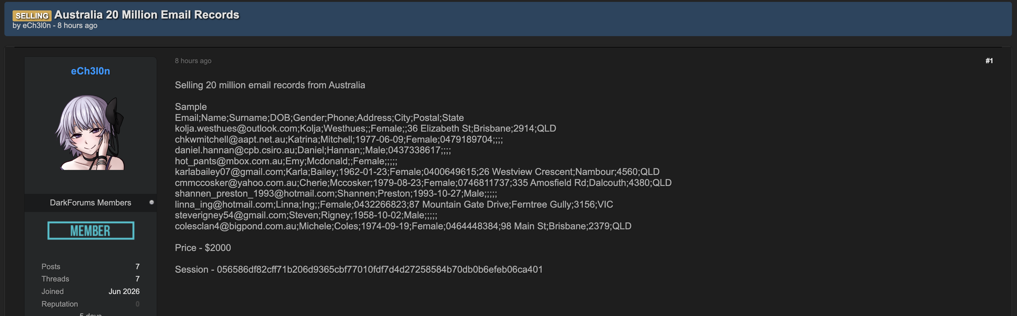 Alleged data leak of Australian Email Records-xLab 威胁情报