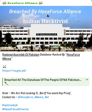 巴基斯坦国民议会涉嫌数据库泄露-xLab 威胁情报