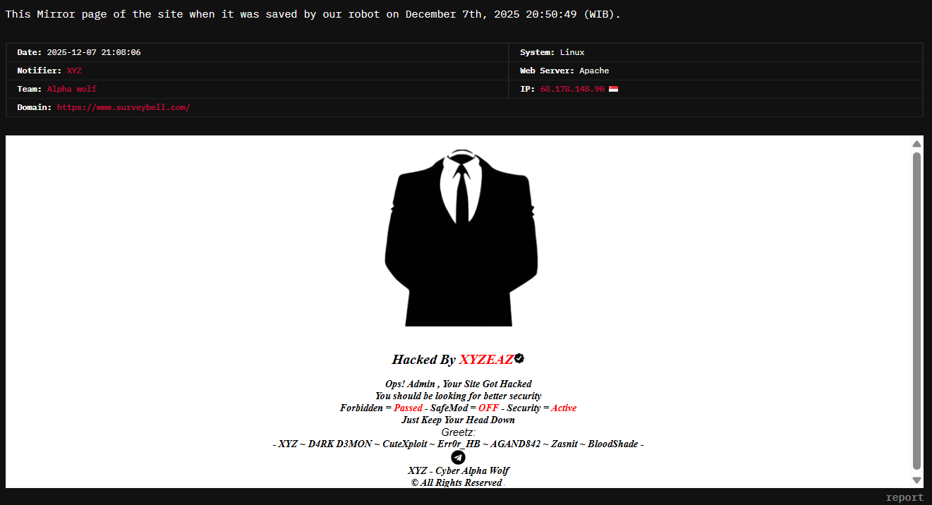 Alpha wolf瞄准Surveybell网站-xLab 威胁情报
