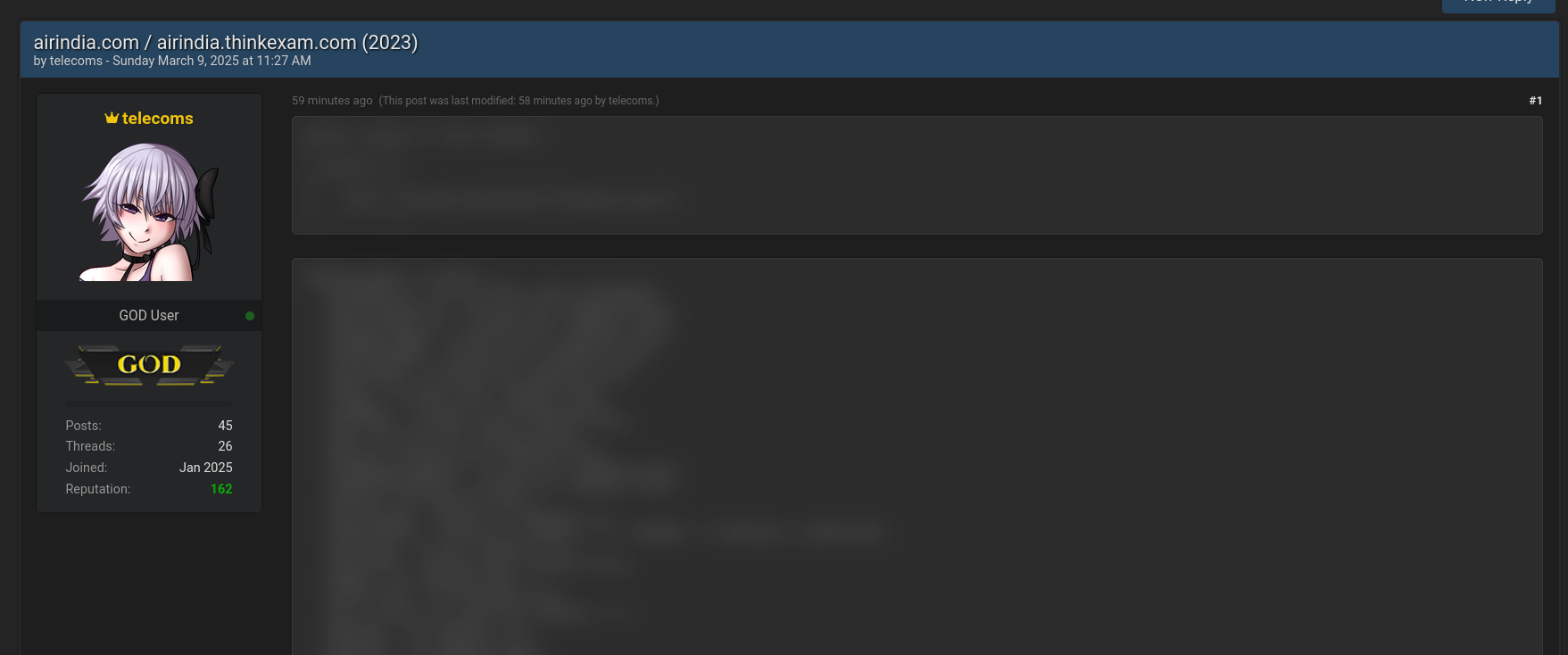 涉嫌出售印度航空数据-xLab 威胁情报