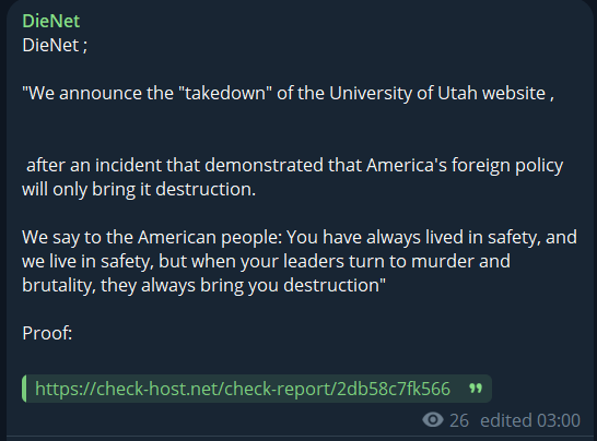 DieNet瞄准犹他大学网站-xLab 威胁情报