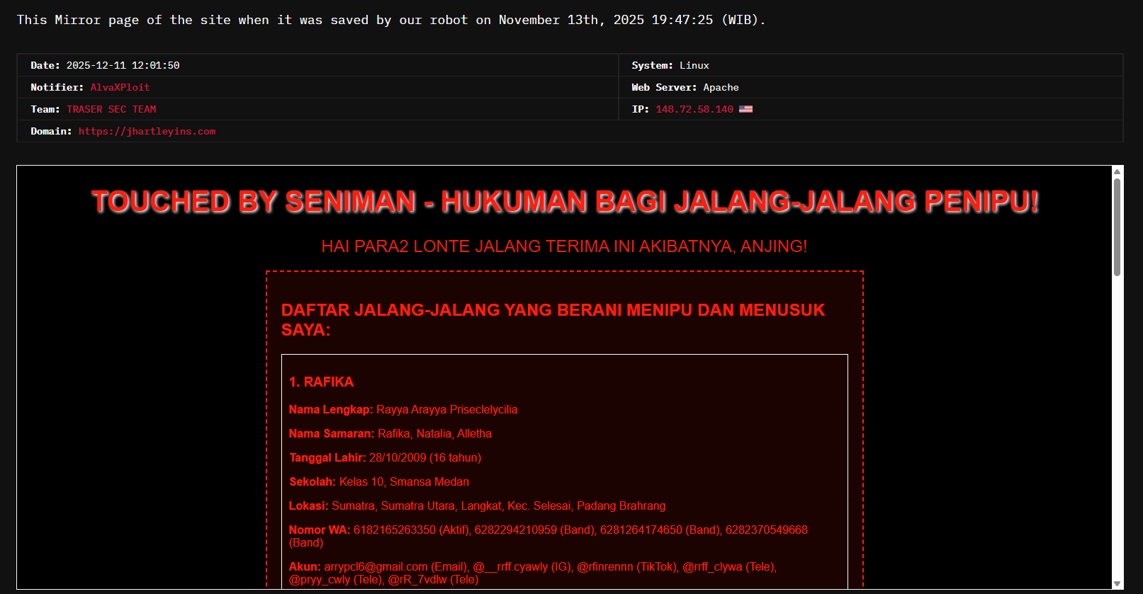 TRASER SEC团队瞄准哈特利Insurance代理公司网站-xLab 威胁情报