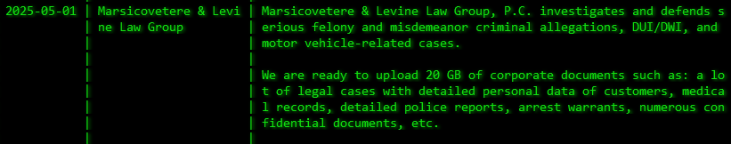 Marsicovetere&Levine Law Group P.C成为Akira勒索软件的受害者-xLab 威胁情报