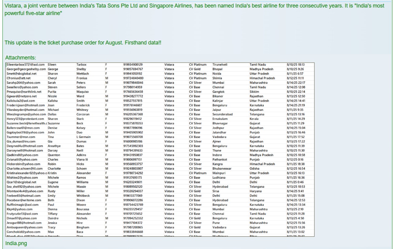 维斯塔拉航空涉嫌数据泄露-xLab 威胁情报