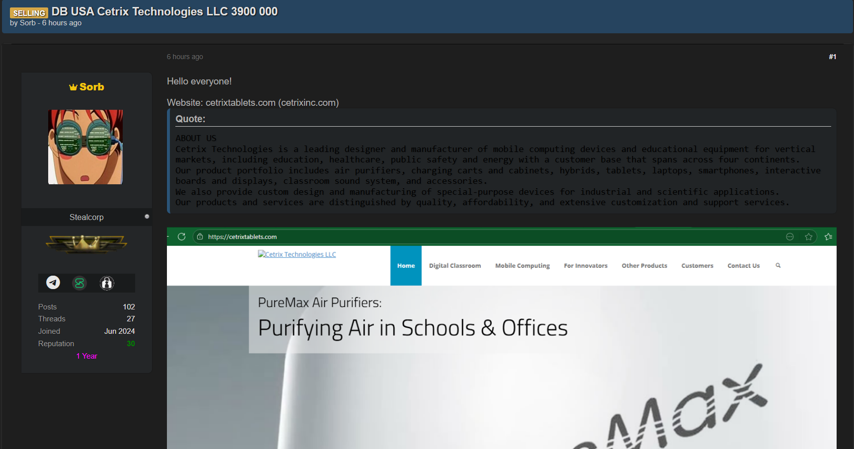 Cetrix Technologies LLC涉嫌数据外泄-xLab 威胁情报