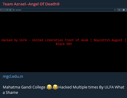 Team Azrael Angel Of Death瞄准圣雄甘地法学院网站-xLab 威胁情报