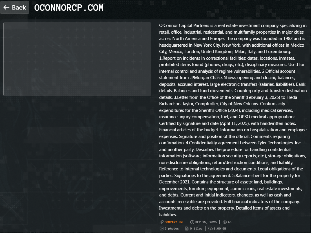 奥康纳资本合伙人成为Qilin勒索软件的受害者-xLab 威胁情报