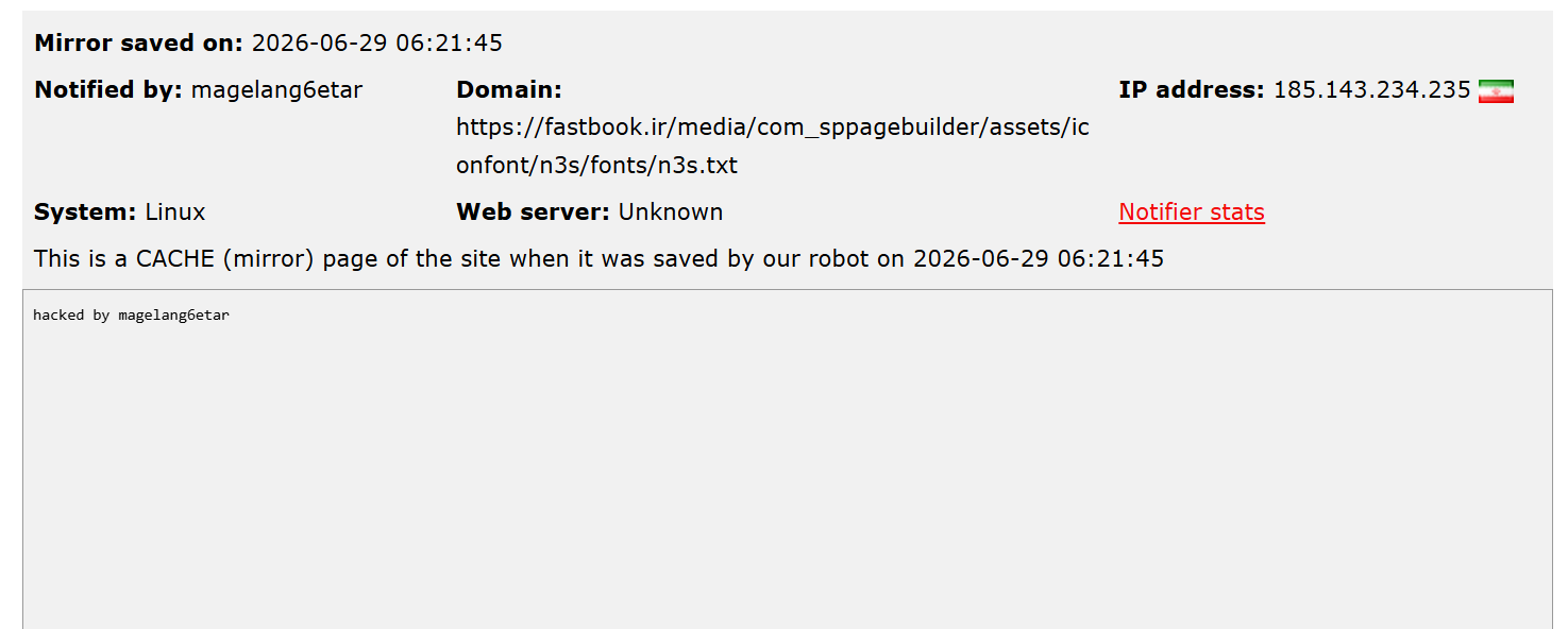 magelang6etar targets the website of FastBook-xLab 威胁情报