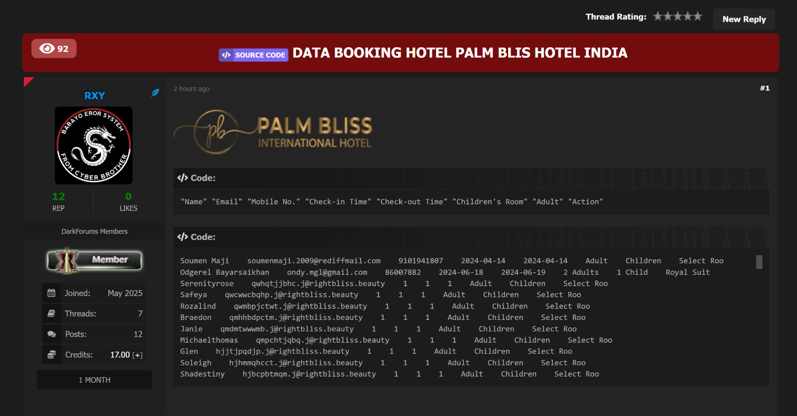 PALM BLIS酒店涉嫌数据外泄-xLab 威胁情报
