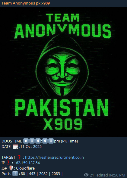 Anonymous队Pk X909瞄准新生招聘网站-xLab 威胁情报