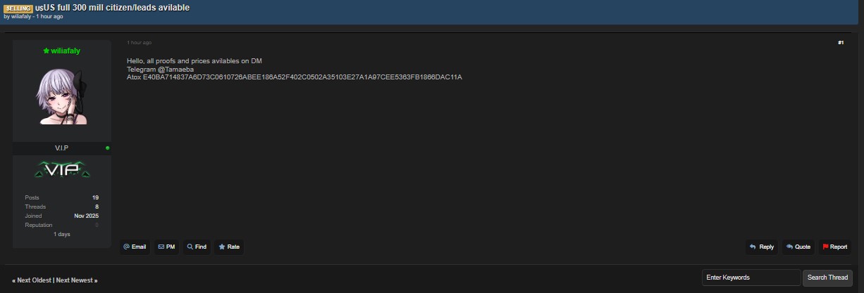涉嫌出售3亿美国公民数据-xLab 威胁情报