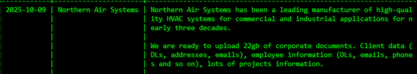 北方航空系统公司成为akira勒索软件的受害者-xLab 威胁情报