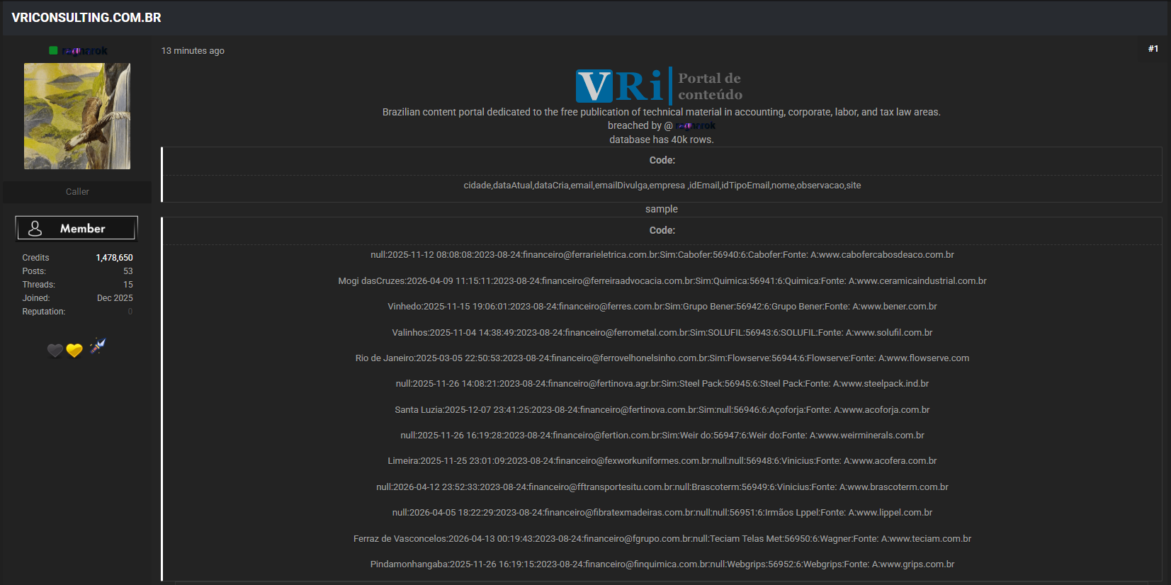 Alleged data leak of VRI Consulting-xLab 威胁情报