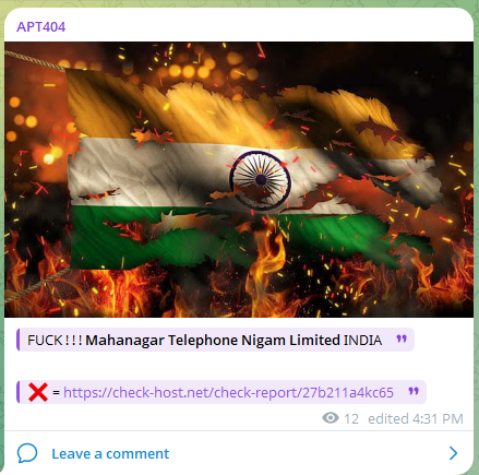 APT404针对Mahanagar Telephone Nigam Limited网站-xLab 威胁情报