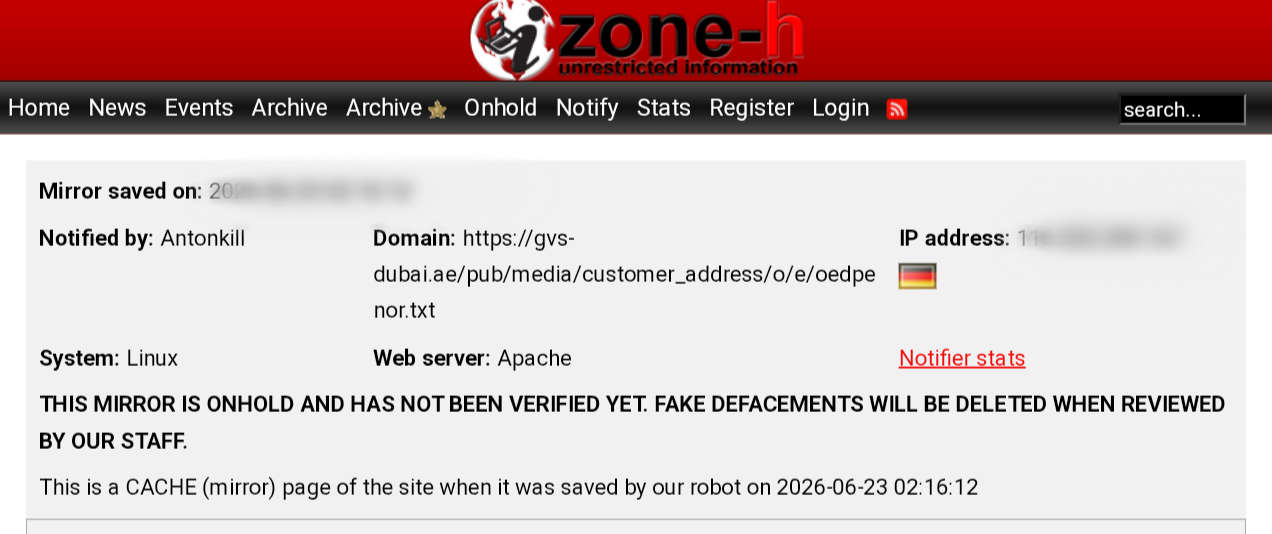Antonkill targets the website of Greves Verification Solutions DWC LLC-xLab 威胁情报