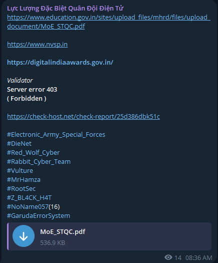 Electronic Army Special Forces瞄准Digital India Awards门户网站网站-xLab 威胁情报