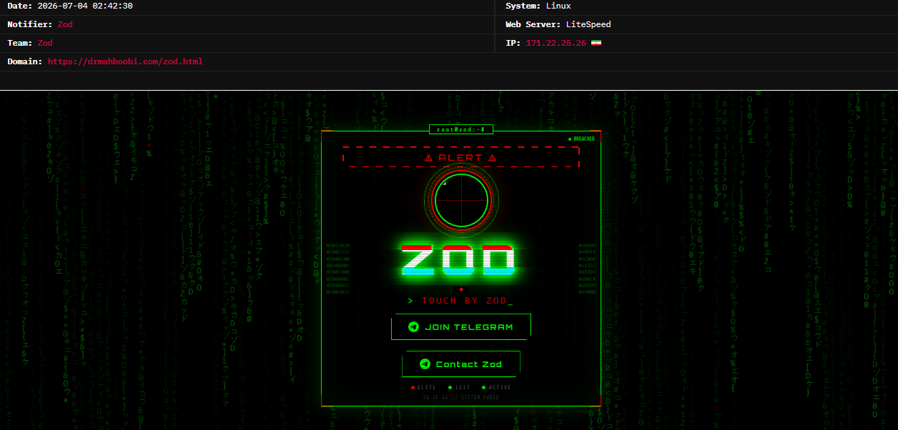 Zod targets the website of Dr. Hamid Reza Mahboobi-xLab 威胁情报