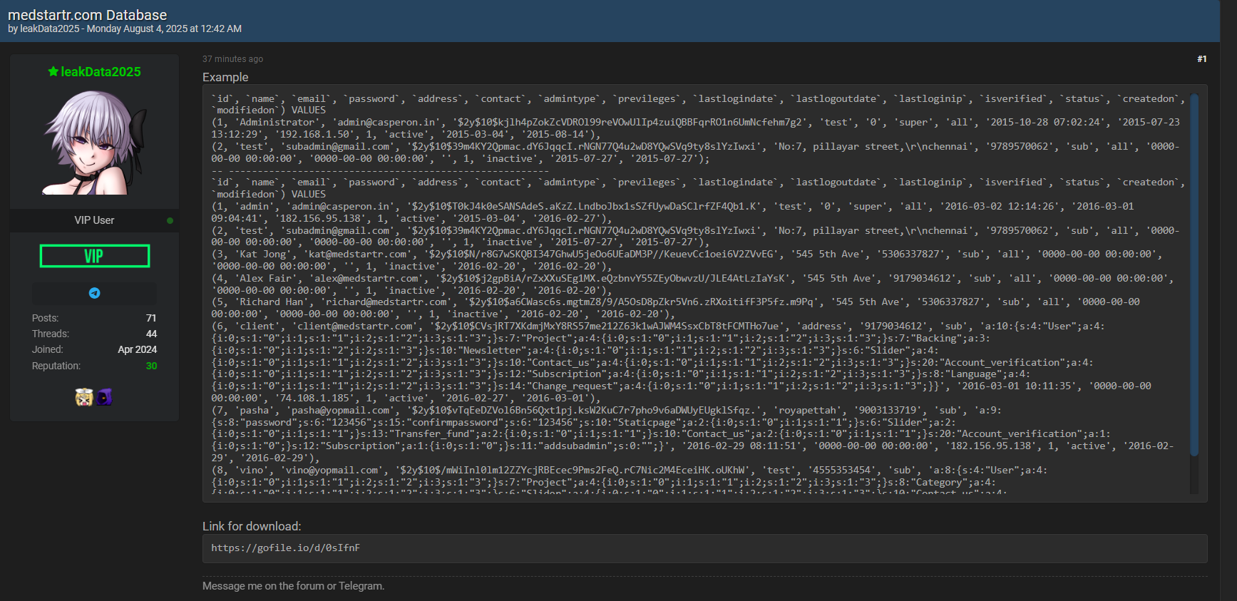 INC.MedStartr涉嫌数据出售-xLab 威胁情报