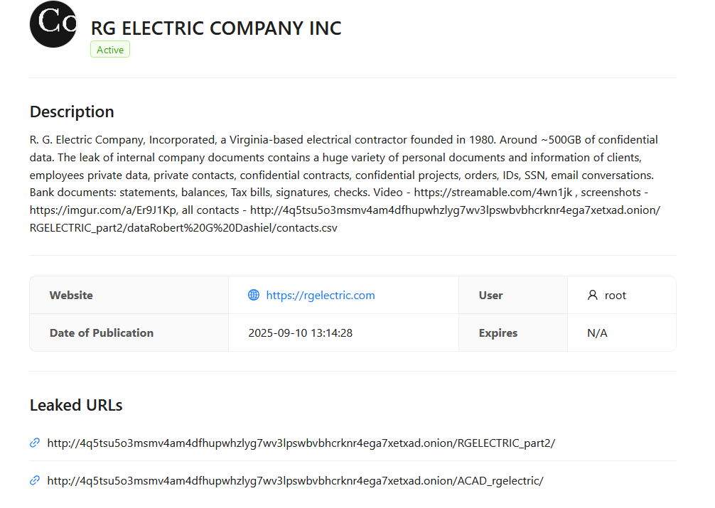 INC.RG电气公司成为RADAR勒索软件的受害者-xLab 威胁情报