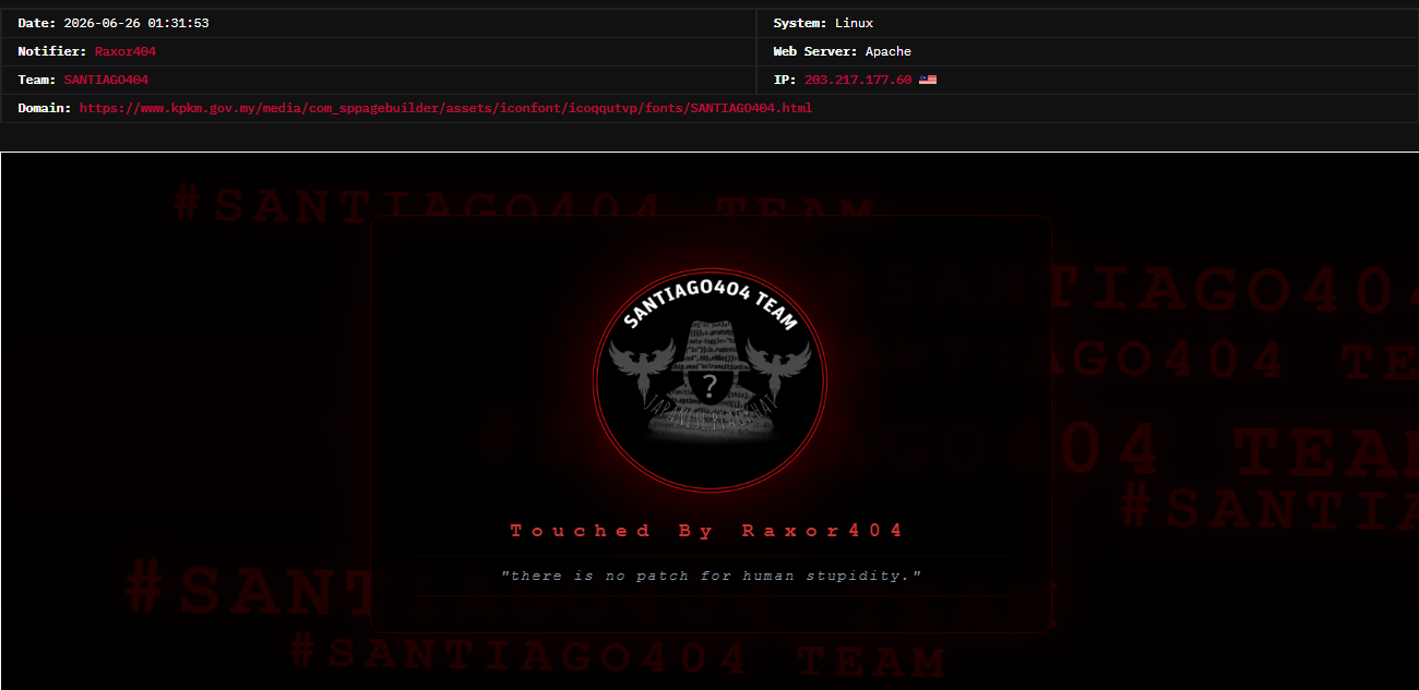 Raxor404 targets the website of Ministry of Agriculture and Food Security Malaysia-xLab 威胁情报