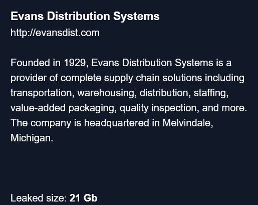 Evans Distribution Systems成为CHAOS勒索软件的受害者-xLab 威胁情报