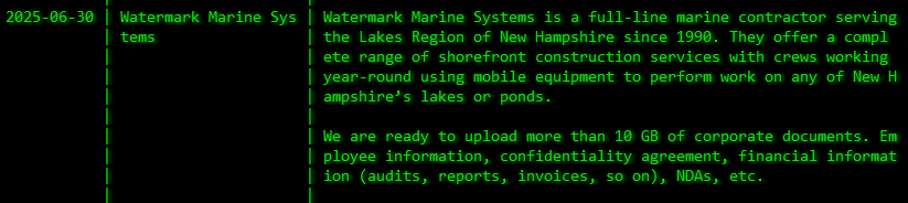 Watermark Marine Systems成为akira勒索软件的受害者-xLab 威胁情报