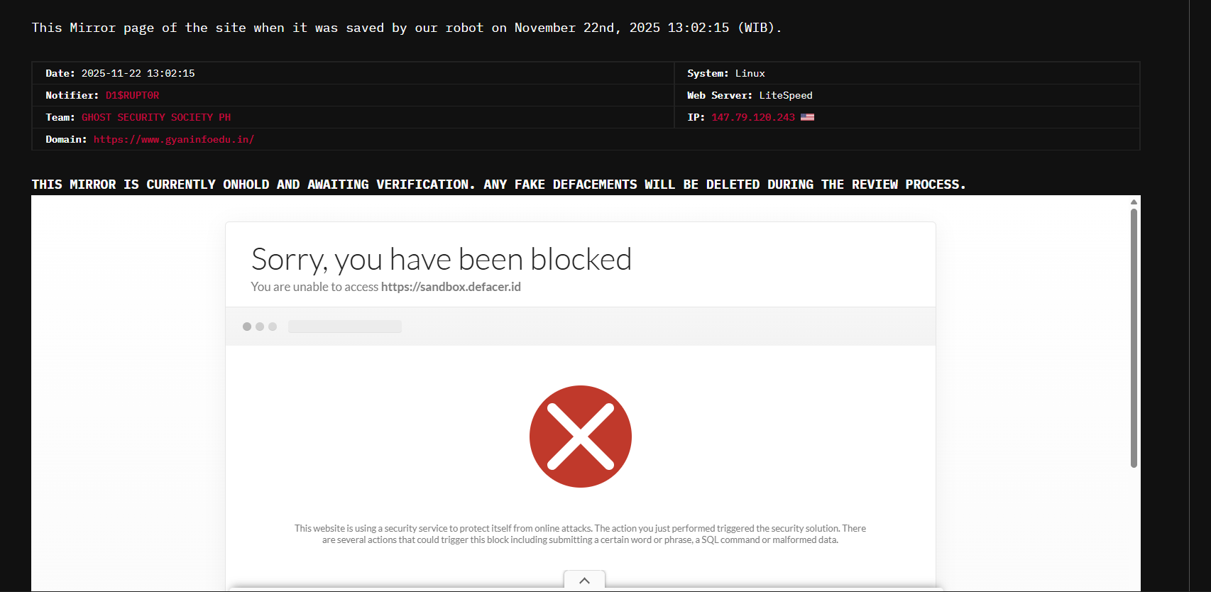 D1$RUPT0R针对Gyan Infotube Education的网站-xLab 威胁情报