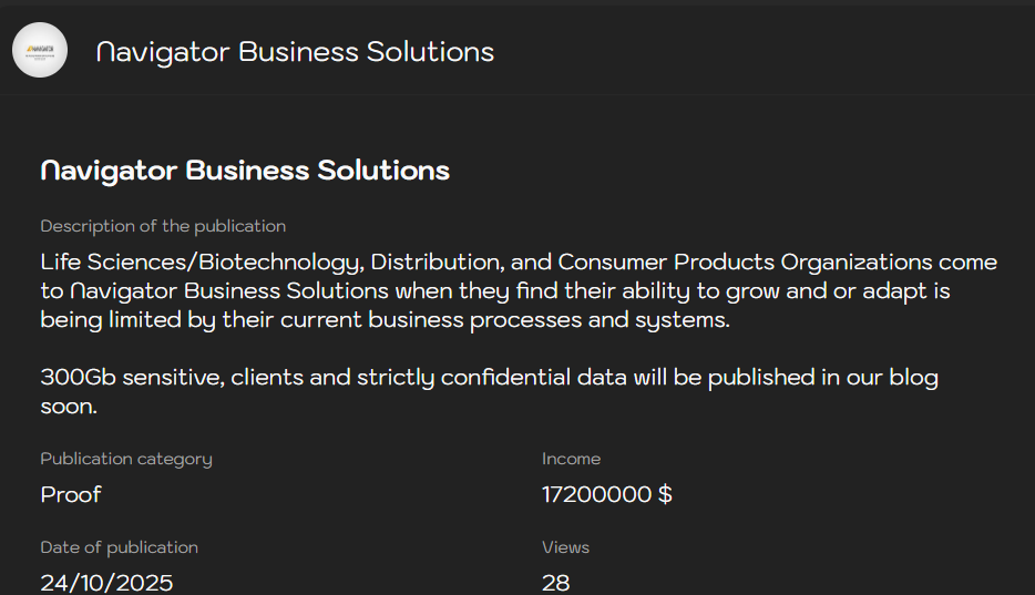 Navigator Business Solutions成为LYNX勒索软件的受害者-xLab 威胁情报