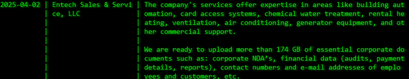 Entech Sales&Service，LLC成为Akira勒索软件的受害者-xLab 威胁情报