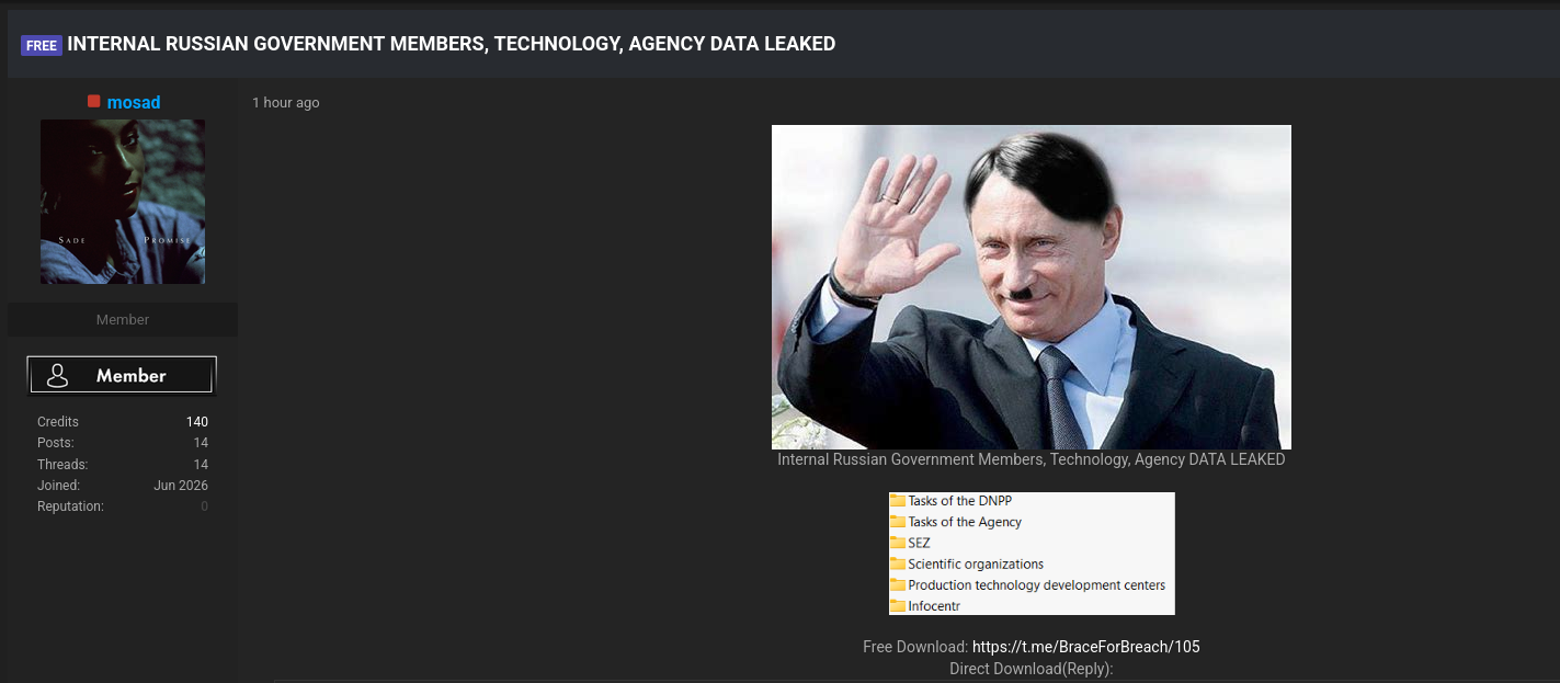 Alleged leak of internal data related to government members, technology, and agencies in Russia-xLab 威胁情报