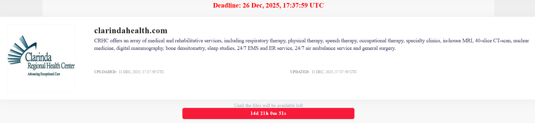 克拉琳达地区健康中心成为LOCKBIT勒索软件的受害者-xLab 威胁情报