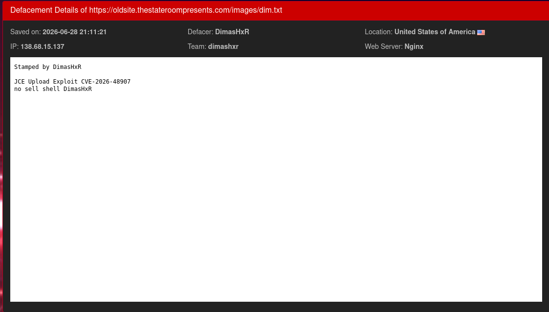 DimasHxR targets the website of The State Room-xLab 威胁情报