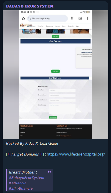 BABAYO EROR SYSTEM瞄准生命护理医院网站-xLab 威胁情报