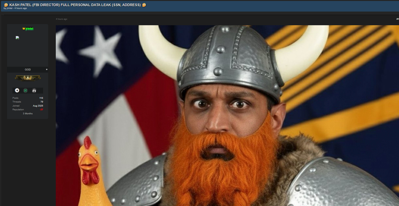 涉嫌泄露联邦调查局局长个人资料-xLab 威胁情报