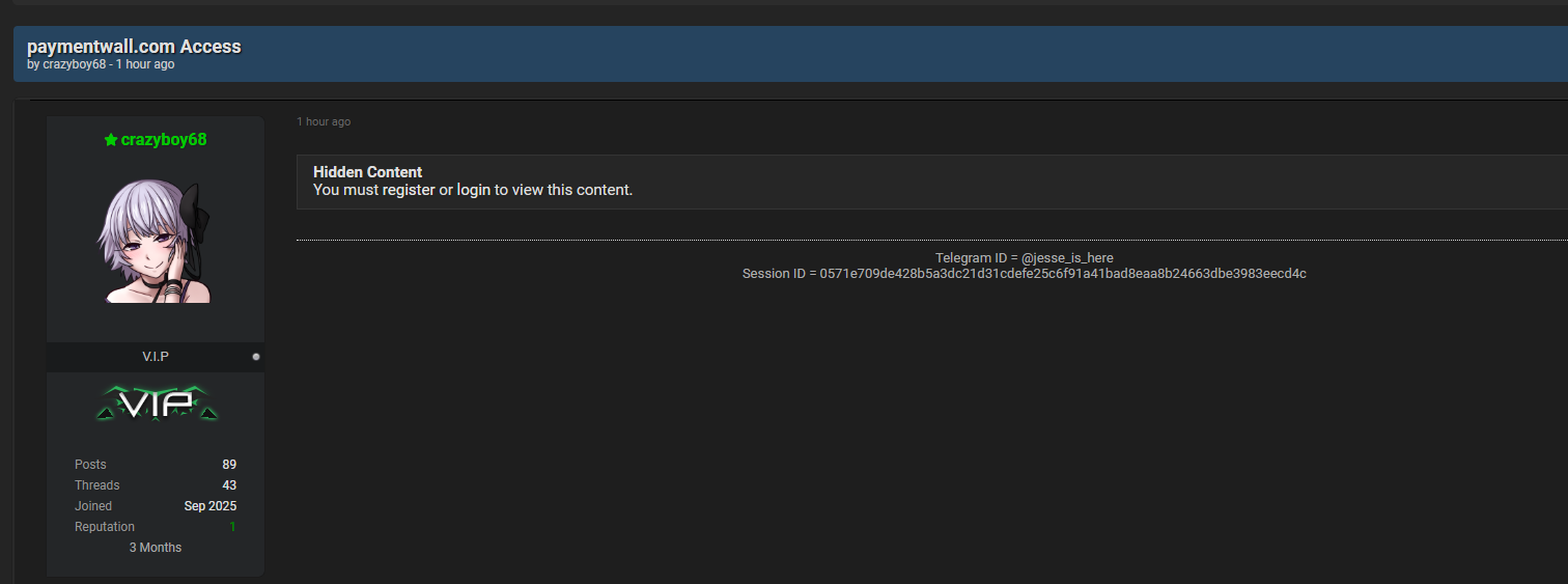 涉嫌出售未经授权的admin访问Paymentwall-xLab 威胁情报