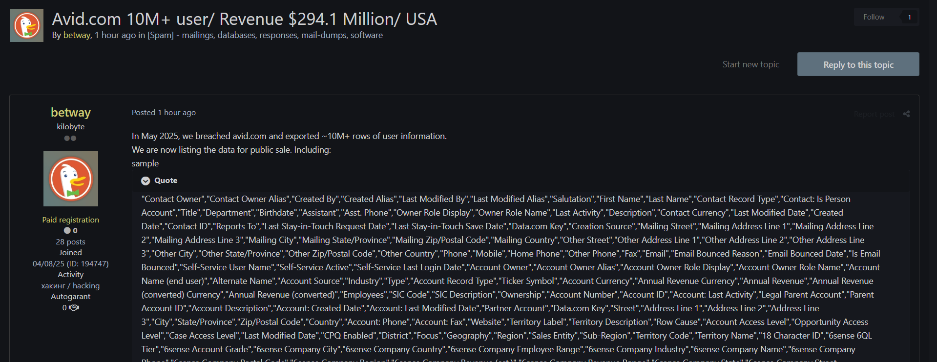 INC.Avid Technology涉嫌数据外泄-xLab 威胁情报