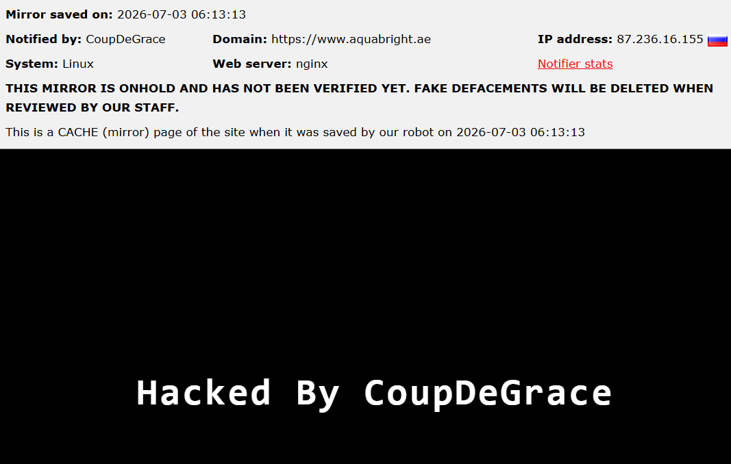 CoupDeGrace targets the website of AQUABRIGHT LLC-xLab 威胁情报