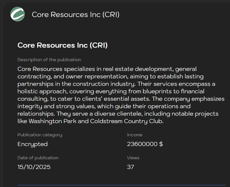 Core资源公司(CRI)成为Sinobi勒索软件的受害者-xLab 威胁情报