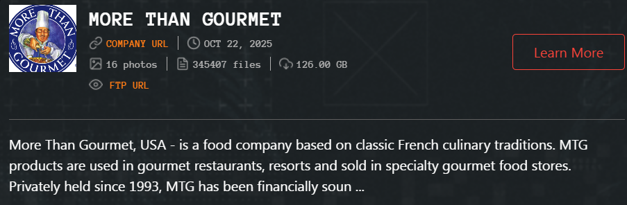 More Than Gourmet成为Qilin勒索软件的受害者-xLab 威胁情报