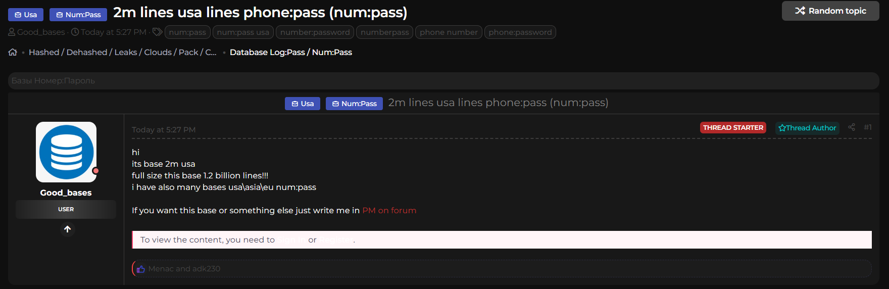 美国涉嫌数据泄露200万number和密码-xLab 威胁情报