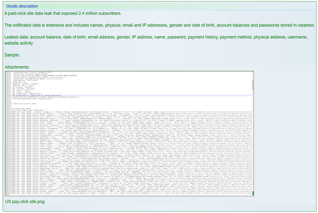 涉嫌对一家身份不明的美国付费点击网站进行数据泄露-xLab 威胁情报