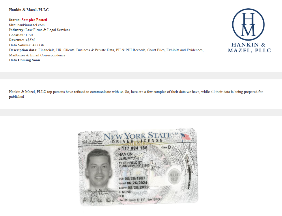 Hankin&Mazel、PLLC成为PEAR勒索软件的受害者-xLab 威胁情报