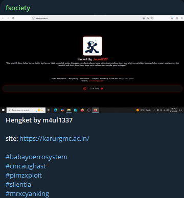 maulnism1337 targets the website of Government Medical College & Hospital Karur-xLab 威胁情报